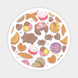 Mexican Sweet Bakery Frenzy // pattern // white background pastel colors pan dulce Magnet